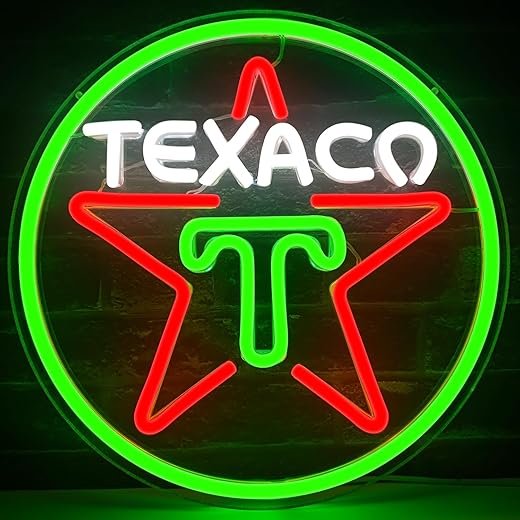 Texaco neon sign for garage decoration, Texaco gasoline engine oil gas station sign light, LED sign for bar man cave wall decoration, personalized gift.