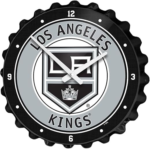 The Fan-Brand NHL Los Angeles Kings: Bottle Cap Wall Clock - Sports Team Bar Sign Décor - Home Man Cave, Party Decoration - Made On Demand