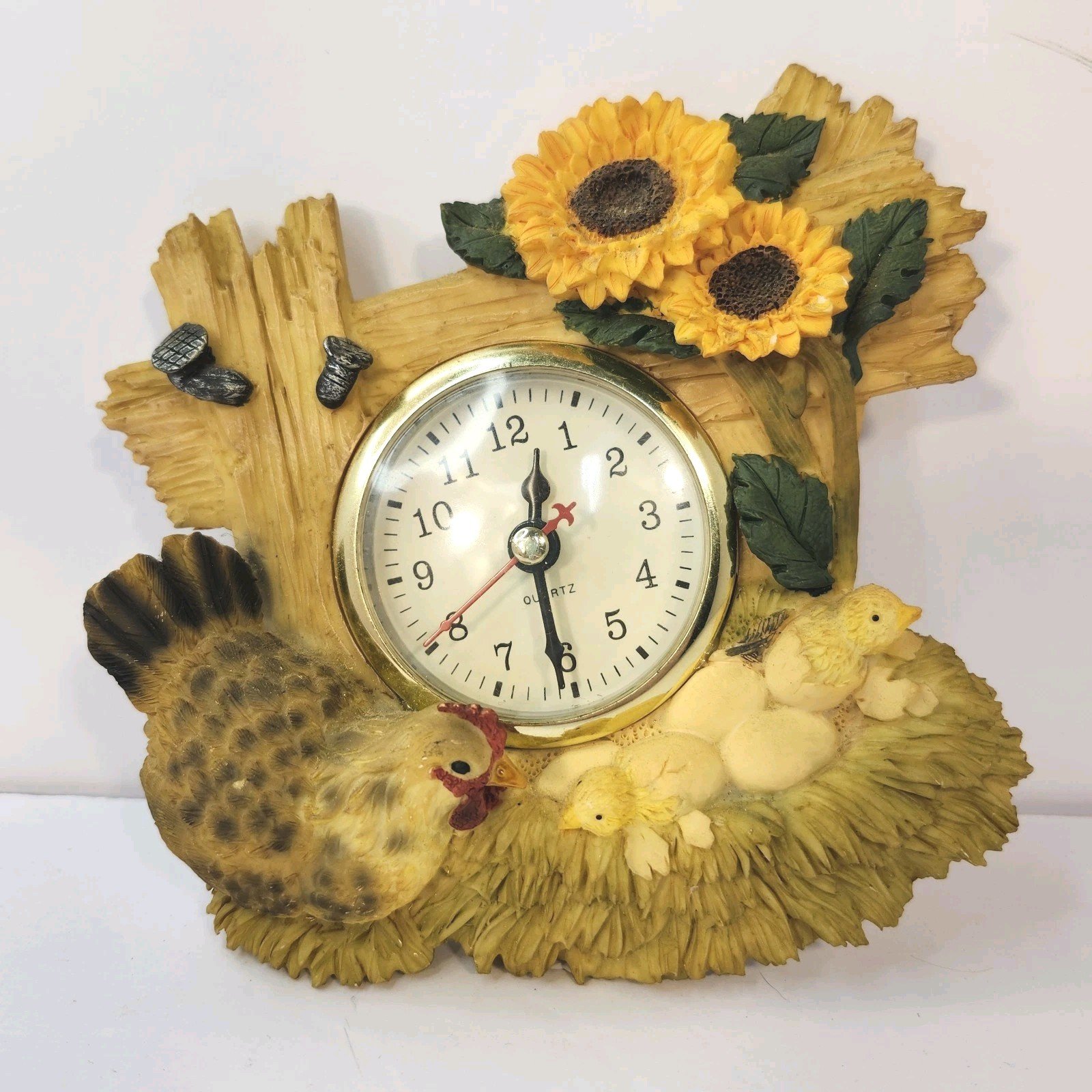 Tianguan Quartz Rooster Ceramic Clock For Kithchen Sunflower Vintage Works