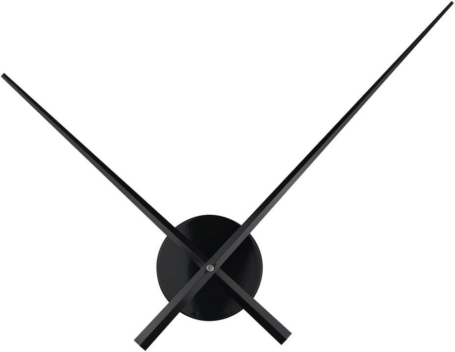 Timelike Simple Elegant Glossy Aluminum Wall Clock, Super Long Large Black