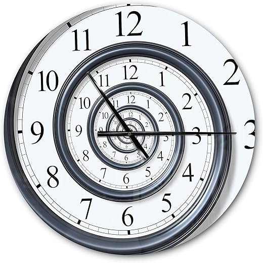 'Time Spiral Analog Wall ' Modern Wall Clock for Home Bedroom Bathroom Office Living Room Decoration, 027, 23x23