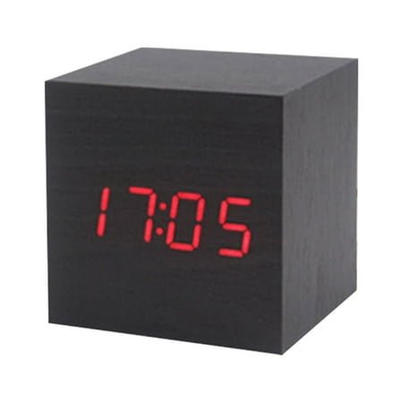 Tizuqe Wood Cube Voice Control Led Alarm Clock Decorative Clock Ornaments Art Crafts