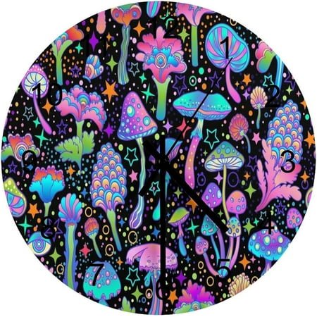 Top-kevin Forest Wall Clock, Watercolor Mountain Forest Nature Tree Woodland Round Clocks Wall Decor Silent No Ticking 12 Inch Wooden Clock for Bedroom Living Room Home Office