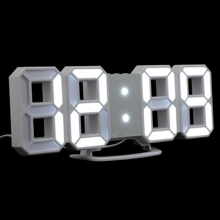 unbranded LED Silent Wall Clock Digital Clocks Radio Vintage Desk Office White