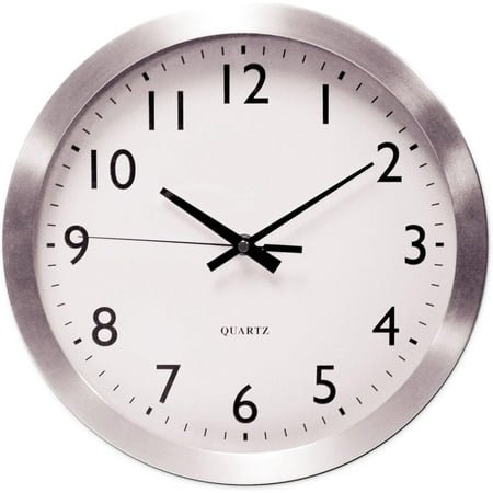 UNV10425 12 in. Overall Diameter Brushed Aluminum Wall Clock - Silver Case