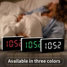 US LED Electric Digital Alarm Clock Mains USB Mirror Temperature Display