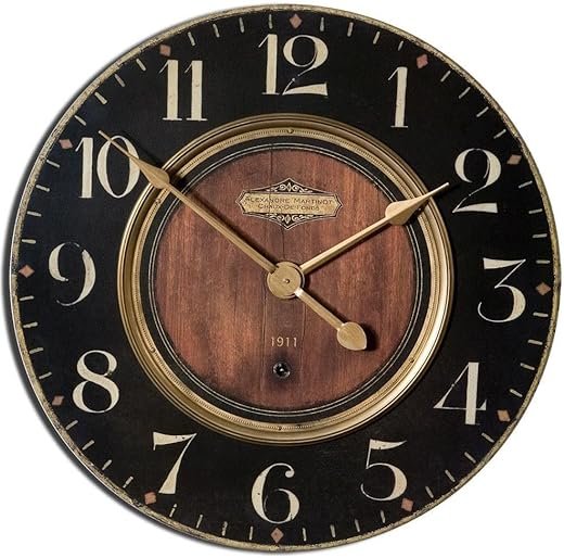 Uttermost Alexandre Martinot - 22.5 inch Wall Clock - 22.5 inches Wide by 2 inches deep