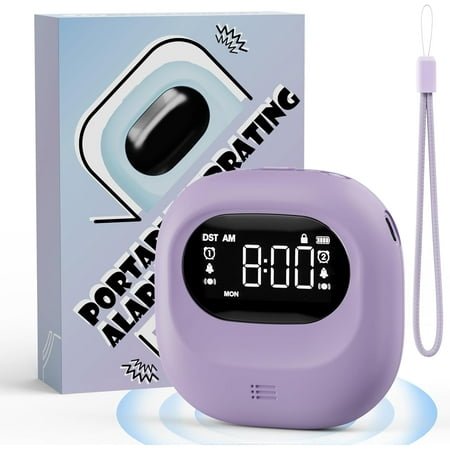 Vibrating Alarm Clock for Heavy Sleepers, Super Loud Bed Shaker Alarm Clock for Hearing Impaired Deaf, Rechargeable Travel Alarm Clock, Dual Alarm with Weekday/Weekend