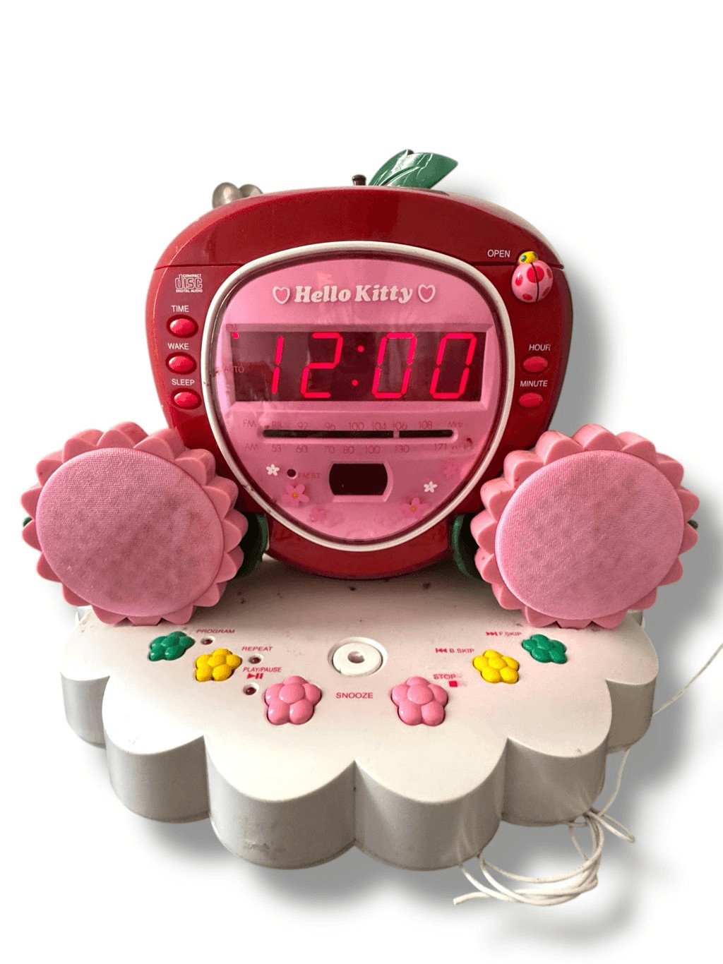 Vintage 2000’s Hello Kitty floral strawberry radio CD player digital alarm clock