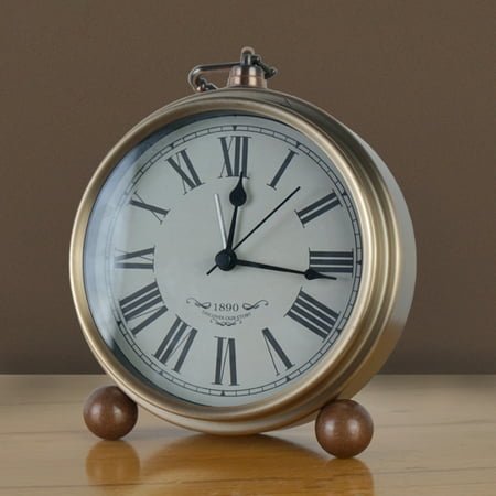 Vintage Alarm Clock, Small Silent Desk Clock, Battery Operated for Table, Bedroom, Bedside, Living Room, Room Decor B