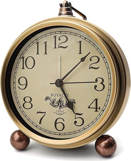 Vintage Analog Clock,5.5 inch Super Silent Clock,Battery Operated Alarm Clock for Bedrooms Desk Travel and Room Decor