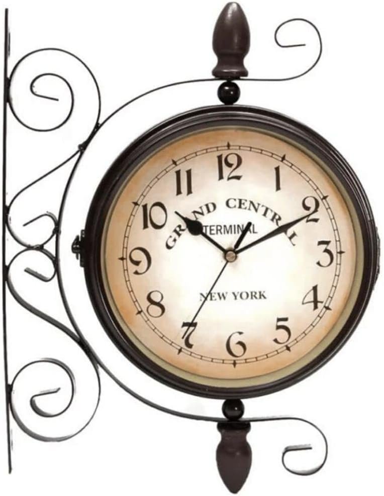 Vintage Double Sided Wall Clock Industrial Wall Clock for Outdoor Decorative Art Antique Decor Office Silent Kitchen Watches Steampunk Double Sided Mounted