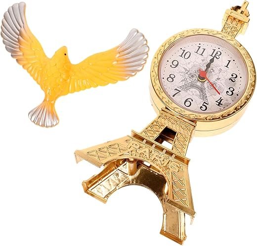 Vintage Eiffel Tower Alarm Clock Decorative Tabletop Clock for Home Bedroom Stylish Design Compact Battery Operated Battery Not Included