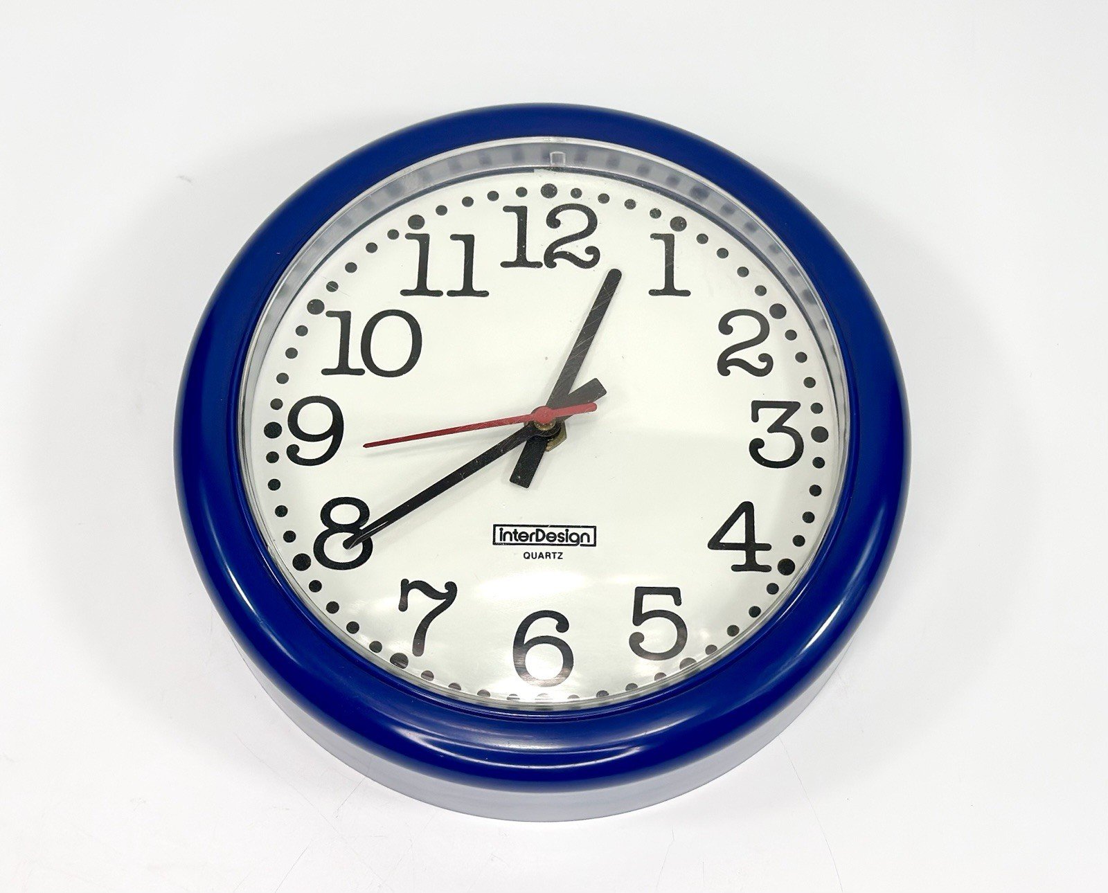 VINTAGE INTERDESIGN QUARTZ WALL CLOCK 1984 BLUE - Cleaned Tested Works FAST SHIP