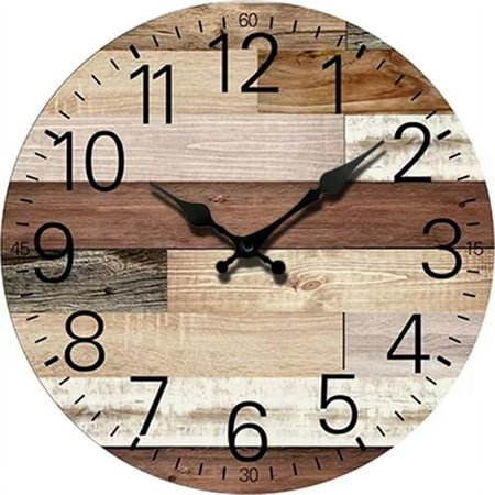 Vintage Wooden Wall Clock Modern Design Vintage Rustic Retro Clock Home Office Cafe Decoration Art Large Wall Watch (SKU-24,12 inch)