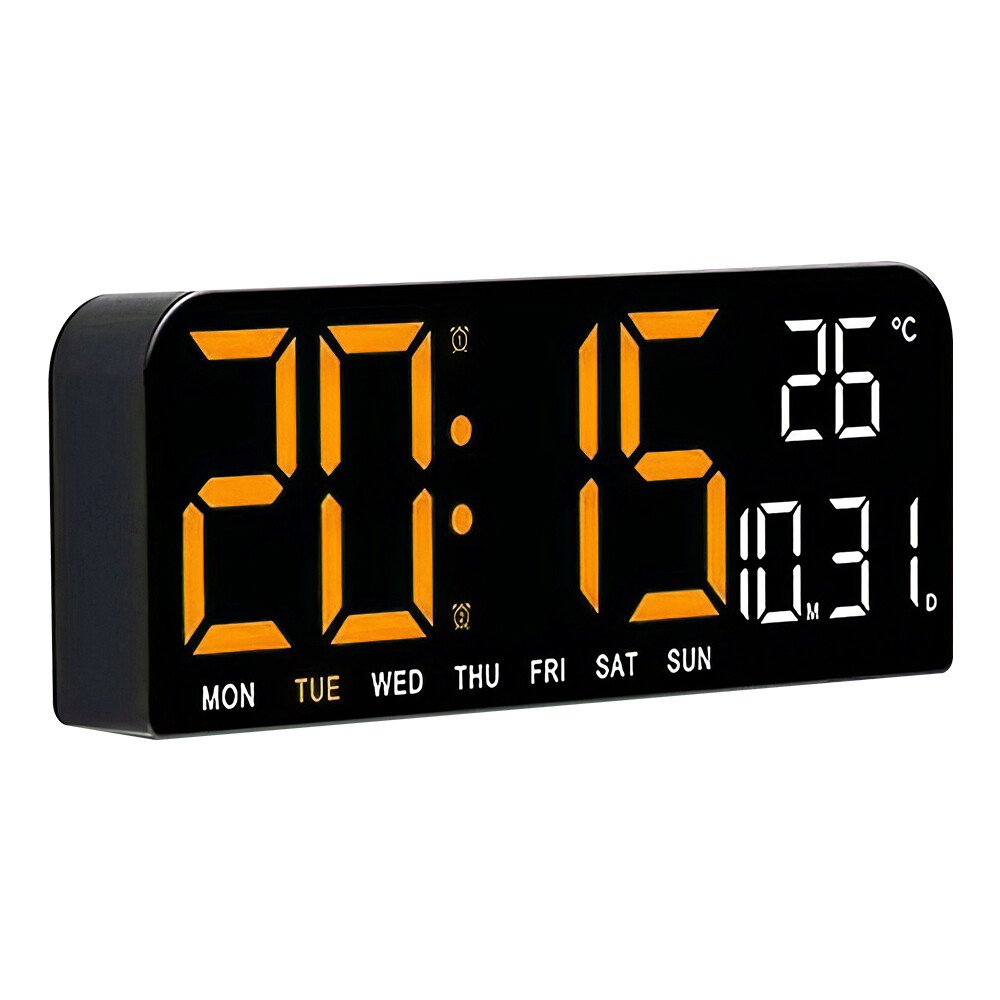 Voice Control Large Digital Wall Clock Temperature Date Week Table Alarm 12/24H