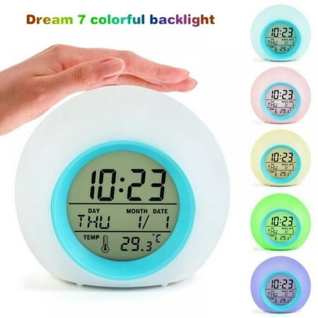 Wake Up Light Alarm Clock, Digital Alarm Clock with Sunrise Simulation, 7 Colors Night Light, Nature Sounds, Temperature for Bedrooms, Heavy Sleepers, Kids, Best Gift