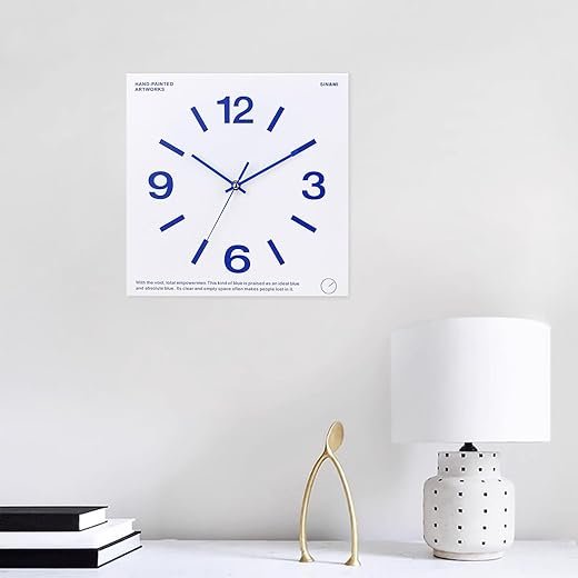 Wall Clock,13inch Modern Square Wall Clocks, Quality Quartz Silent Non-Ticking Wall Clock, Decor White Wall Clocks for Living Room Bedroom Kitchen Home