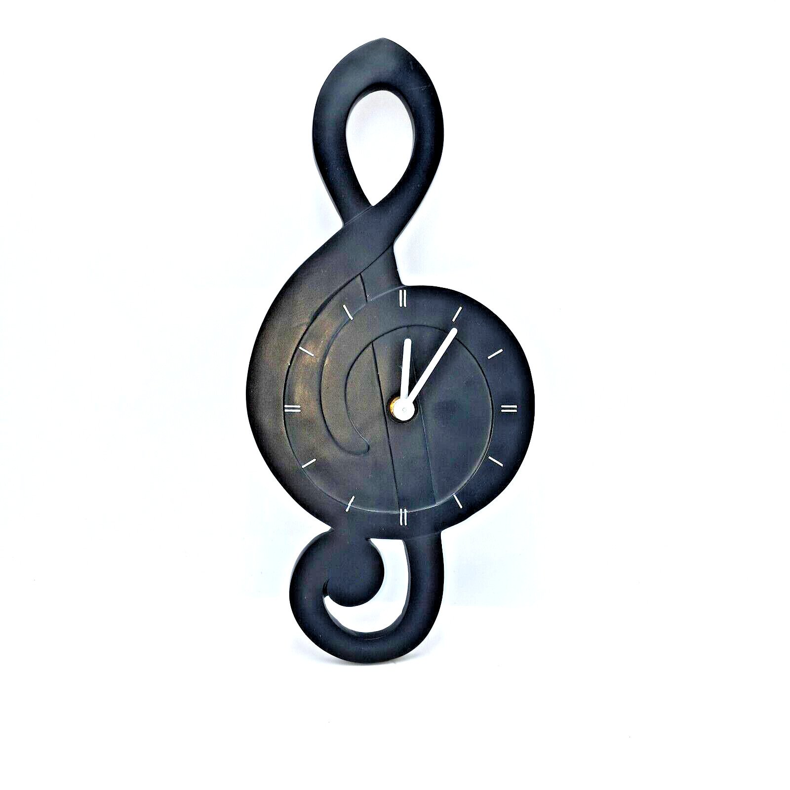 Wall Clock Black Treble Clef -Music Decor-Solid Resin-14 inch x 7 inch
