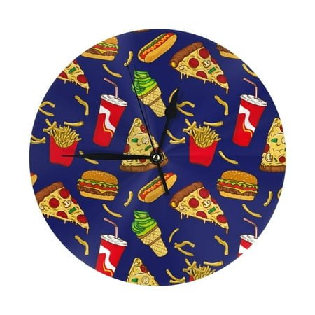 Wall Clock, Cute Food Green Ice Cream Wall Clocks Battery Operated Silent Kitchen Office Wall Clock Decorative, Wall Clock for School Classroom Living Room Bedroom Home Decor