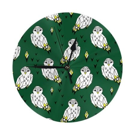 Wall Clock Geometric Owl Wall Clocks Battery Operated, Modern Wall Clock for Bedroom, Classroom, Living Room, Office, Home Decor