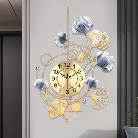 Wall Clock,Large Wall Clocks for Living Room,Silent Non Ticking,Battery Operated Oversized Round Modern Wall Clock for Bedroom,Farmhouse,Office Wall Decor-22x31.5 Inch(Golden)