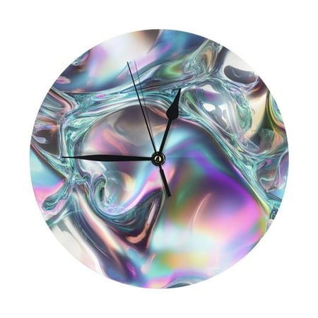 Wall Clocks iridescent chrome fluid shapes (2) Decorative for Living Room Kitchen Home Bedroom
