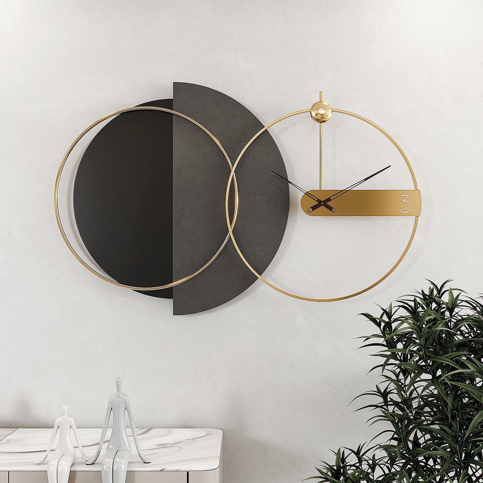 Wall Clocks Modern for Living Room Large Nordic Style Wall Clock Battery Oper...