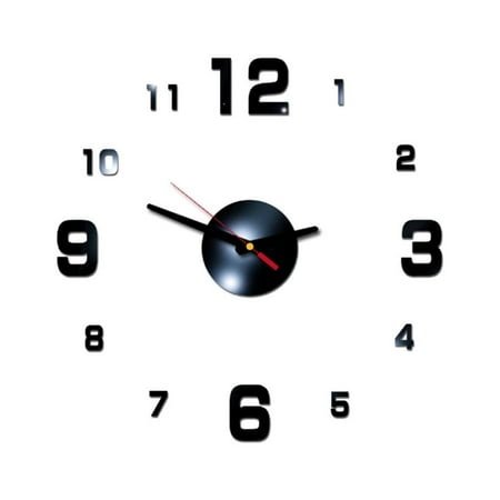 Wall Stickers 3D DIY Roman Numbers Acrylic Mirror Clock for Home Decor Battery Powered and Easy to Install