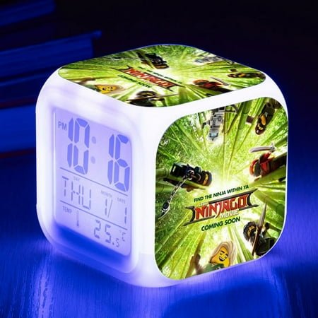 Wekity Alarm Clock 7 Colors LED Square Clock Digital Alarm Clock with Time, Temperature, Alarm, Date