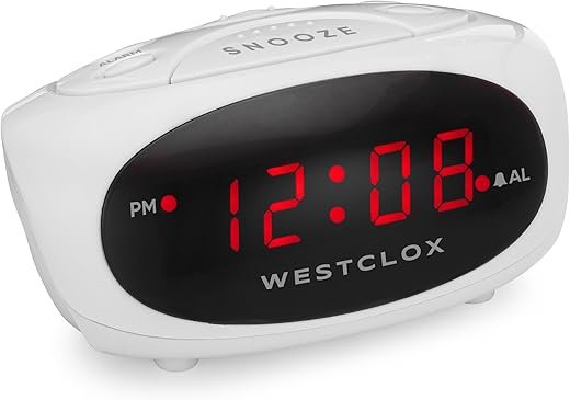 Westclox 0.6 LED Display Super Loud Alarm Snooze White Alarm Clock 70044B