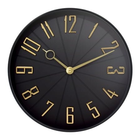 Westclox 10.75 Black & Gold Modern Analog QA Wall Clock