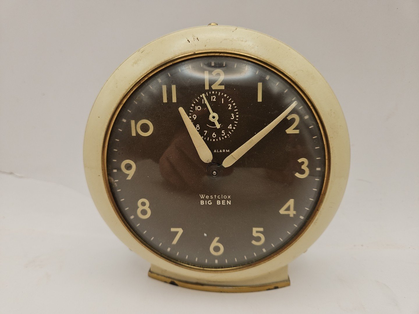 Westclox Loud Alarm Clock Big Ben Cream and Brown Retro Vintage WORKING