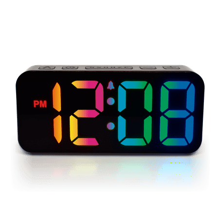 Westclox Red/Green/Blue Display Alarm Clock with USB type C Charging Port