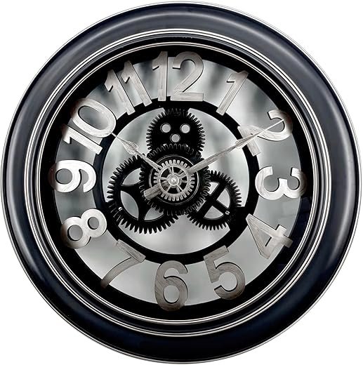 Westclox Wall Clock for Adults, Brushed Metallic Numbers, Metal Hands & Glass Lens (Black, 24)