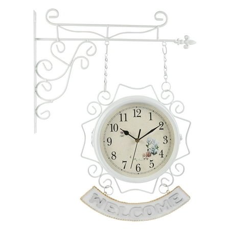 WHAMVOX European Style Decorative Wall Clock with Silent Function for Home Office Decor White Iron and ABS 1Pc