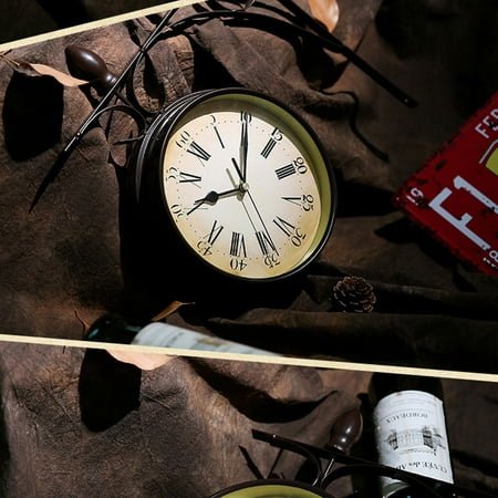 WHAMVOX Room Retro Double-sided Wall Clock Practical Clock