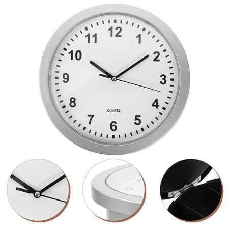 WHAMVOX Vintage Wall Clock with Hidden Safe for Jewelry and Cash in Silver Color Plastic Material