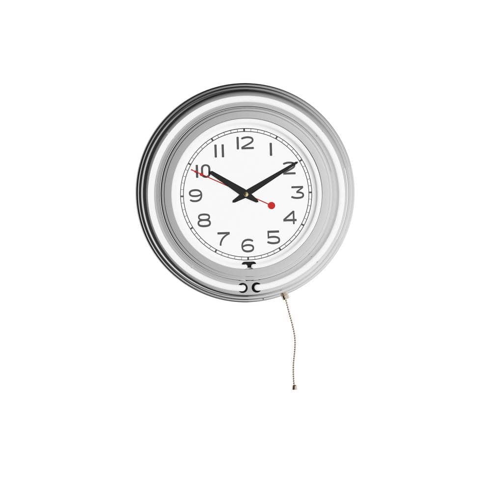 White Analog 14 in. Neon Wall Clock