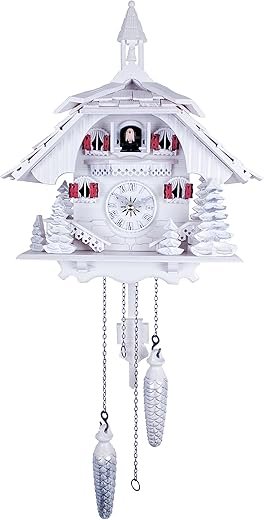 White Cuckoo Clock with Silver Accents