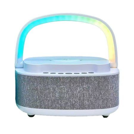 Wireless Charging Bluetooth Speaker - RGB LED Alarm Clock with White Noise, FM Radio, SD Card Slot, 1800mAh Battery, Home/Outdoor Portable Sound System