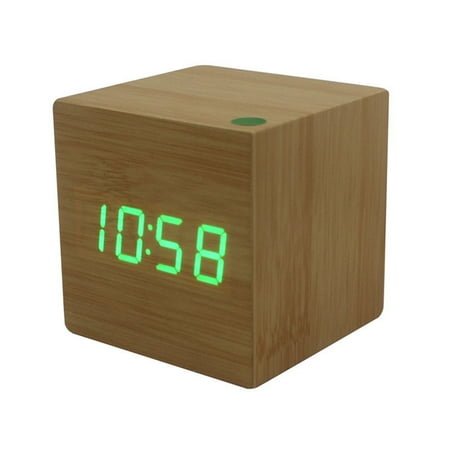 Wooden Led Alarm Clock Electronic Digital Display for Time Clock Mute Cube Clocks for Home Bedroom Dormitory Waking Up Wood Clocks
