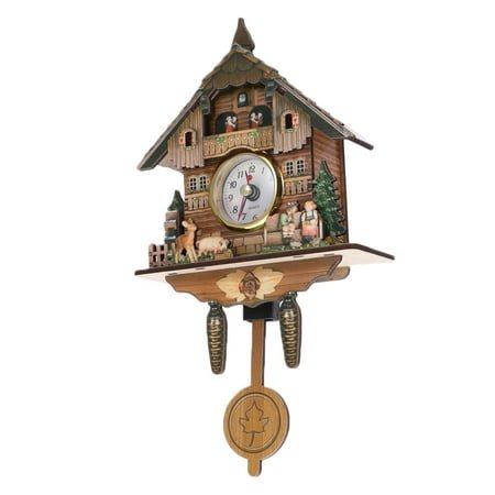 WREA Nordic Fairy Wall Clock Wall Forest Cuckoo Clock Vintage Wooden Clock Birdhouse Clock Handcrafted Battery Powered Wall Decoration for Home Restaurant Cafe