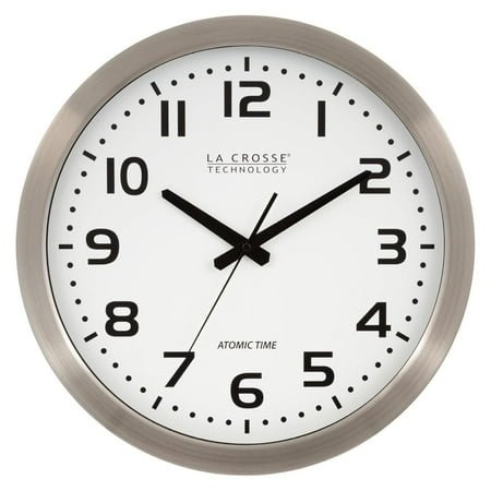 WT-3161WH 16 Inch Stainless Steel White Dial Atomic Clock