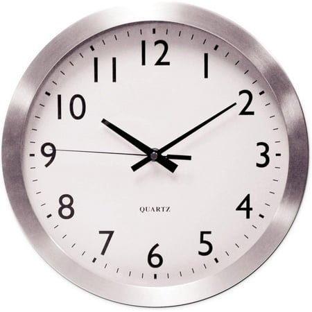 XYSP UNV10425 12 in. Overall Diameter Brushed Aluminum Wall Clock - Silver Case