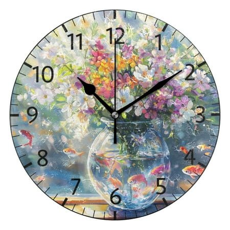 YAZAOO Decorative Wall Clock Size：25cm Sunlit Aquatic Haven Design Pattern Clock
