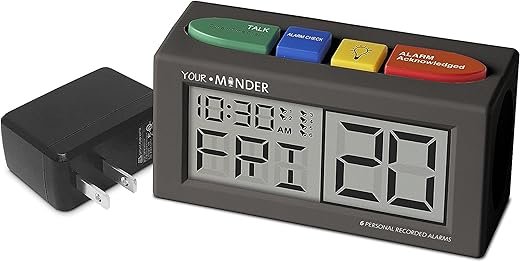 Your Minder Voice Record and Alarm Replay Reminder Clock with Loud Multiple Alarms, Recordable Talking Alarm Clock for Medication Reminders (With Adapter) Gift for Mom, Dad, Elderly, Seniors