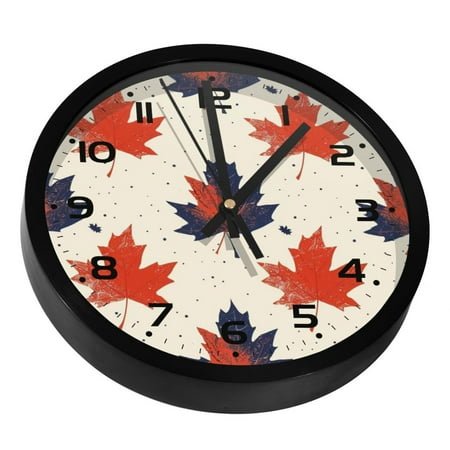 YOYOAMOY Ink Maple Leaf Printed Precision Clock 9.8 Inches Silent Wall Clock Easy to Install Read