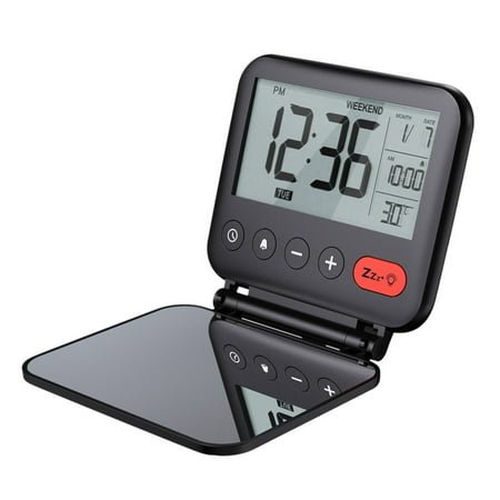 YROHGKPN Digital Travel Alarm Clock for Creative Small LCD Desk Clock with Backlight Date Temperature Snooze Folding Bedside Cloc