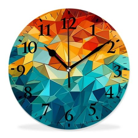 10 Inch Wall Clock Battery Operated Silent Clock Decorative for Office, Kitchen, Outdoor, Living Room，Vintage Bright Abstract Mosaic Print Ceramic Tile Fragment Lovely